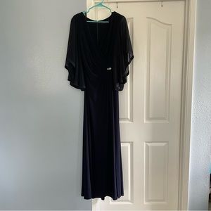 Ralph Lauren Navy Blue Flowy Sleeve Formal Dress